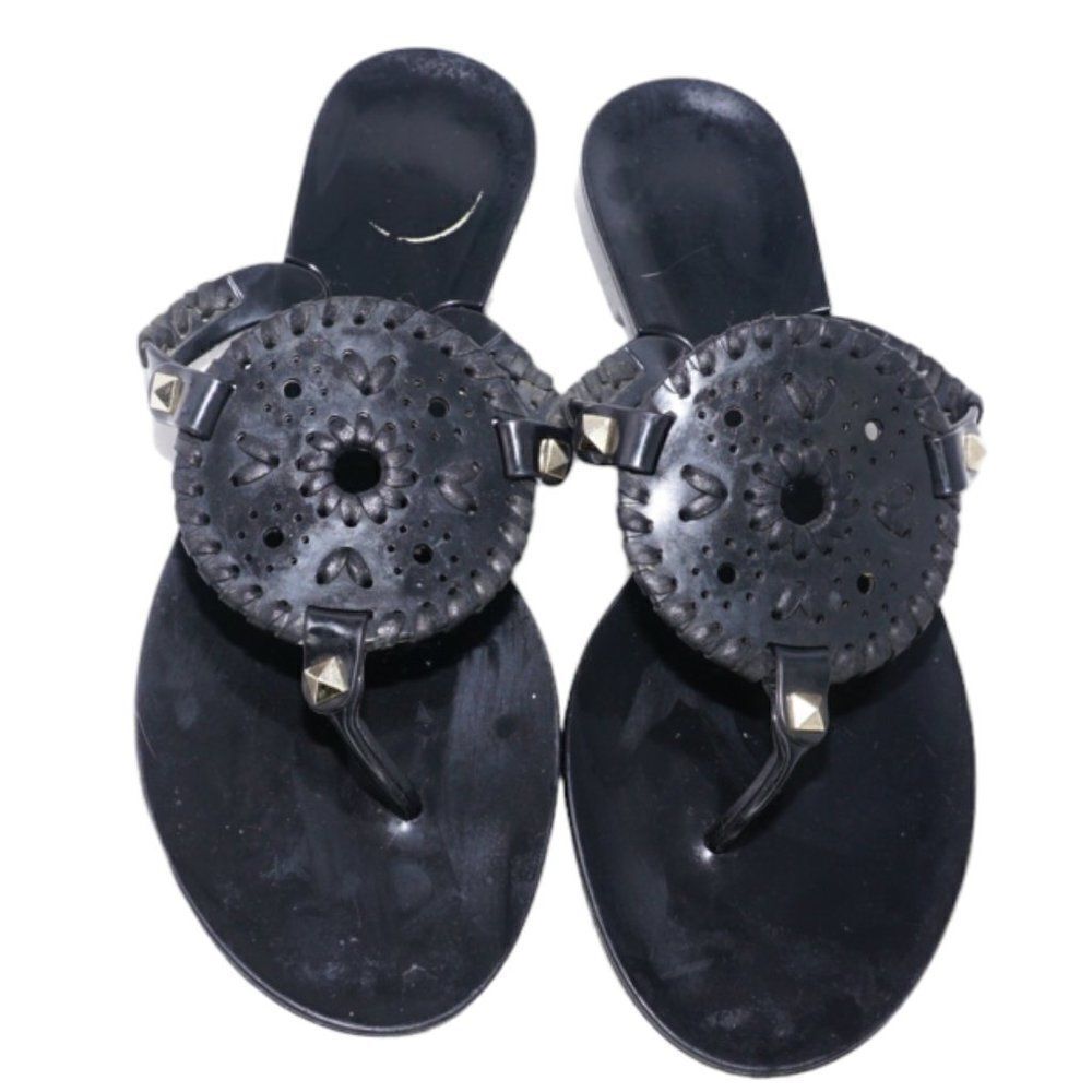 Jack Rogers Black Jelly Thong Style Sandals, Size 6